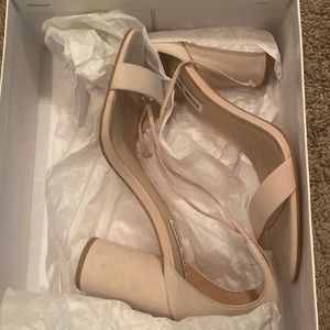 Nude open toe block heel